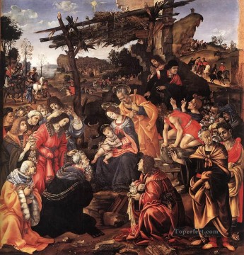 フィリッピーノ・リッピ Painting - 東方三博士の礼拝 1496年 クリスチャン・フィリッピーノ・リッピ